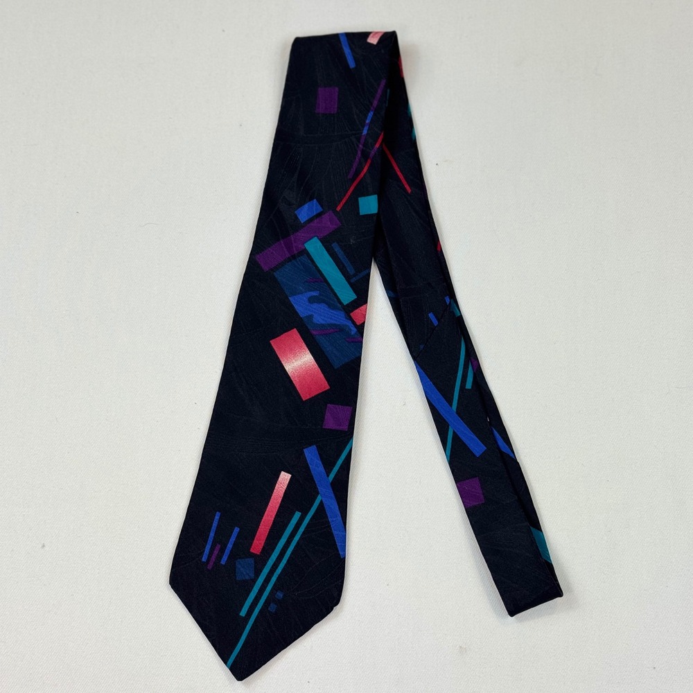 Don Loper Beverly Hills Silk Tie Memphis Design | 80s Geometric Abstract